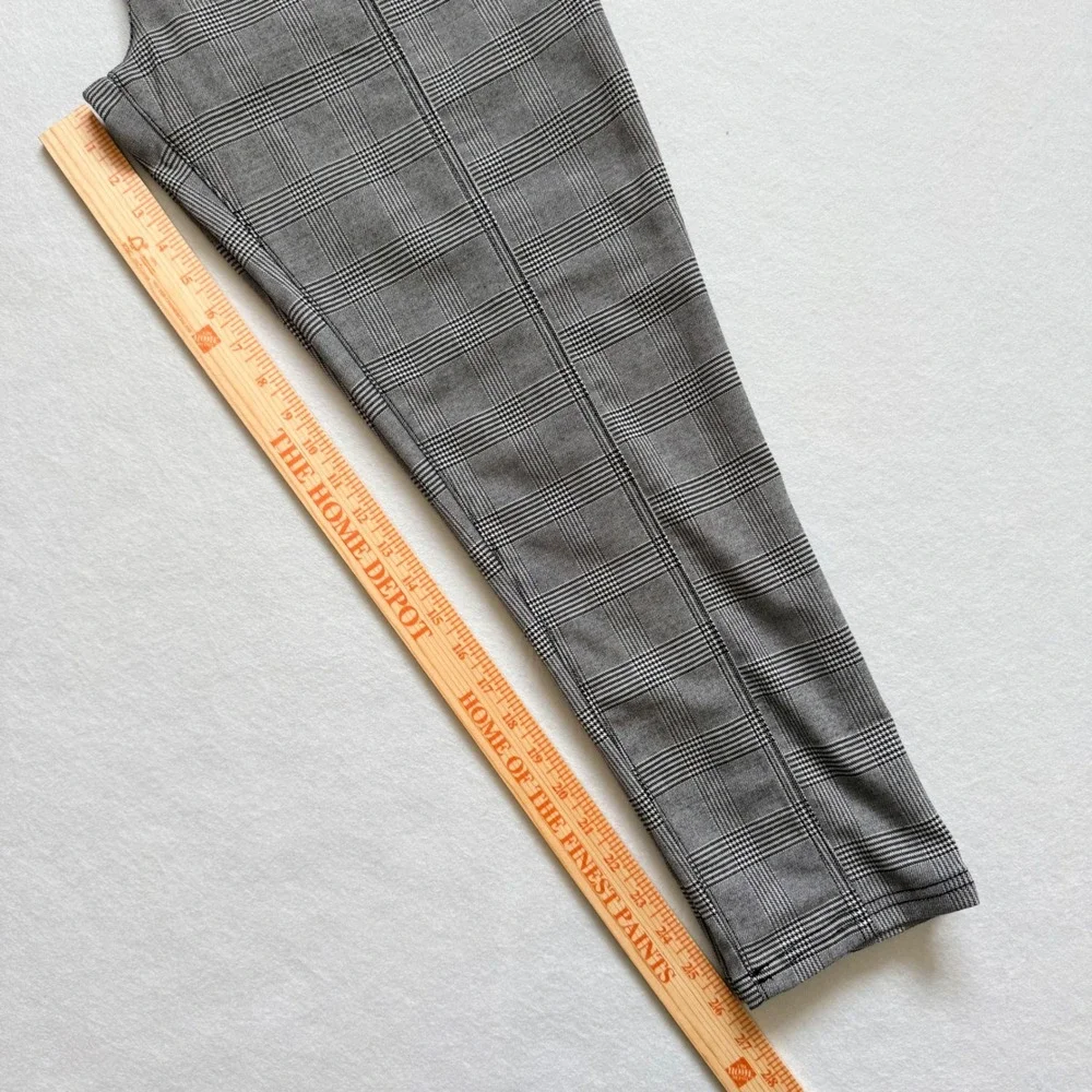 Free‎ People High Rise Grey Trousers Pants Size 10 Glen Plaid Belted Slim Preppy